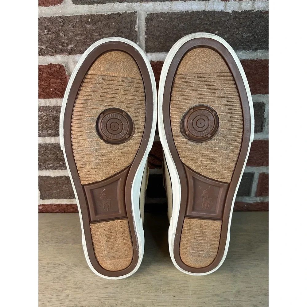 Polo‎ Ralph Lauren Rylander Boat Shoes Men's Size 12 D Beige Tan Casual Loafers